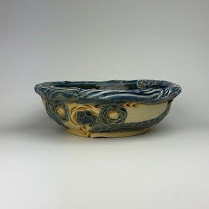 Serving Bowl - Floral Pattern Floating Blue with Mahogany Wash (bm40fbr-36-3)