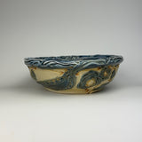 Serving Bowl - Floral Pattern Floating Blue with Mahogany Wash (bm40fbr-36-3)