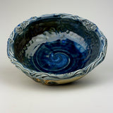 Serving Bowl - Floral Pattern Floating Blue with Mahogany Wash (bm40fbr-36-3)