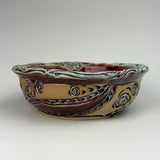 Serving Bowl - Floral Pattern Copper Red/Blue (bm40zb-36-5)