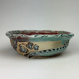 Serving Bowl - Floral Pattern Copper Red/Blue (bm40zb-36-5)