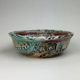 Serving Bowl - Floral Pattern Copper Red/Blue (bm40zb-36-5)