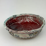 Serving Bowl - Floral Pattern Copper Red/Blue (bm40zb-36-5)