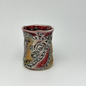 Cup - Floral Pattern Copper Red/Blue - C40ZB-33-2