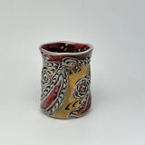 Cup - Floral Pattern Copper Red/Blue - C40ZB-33-2