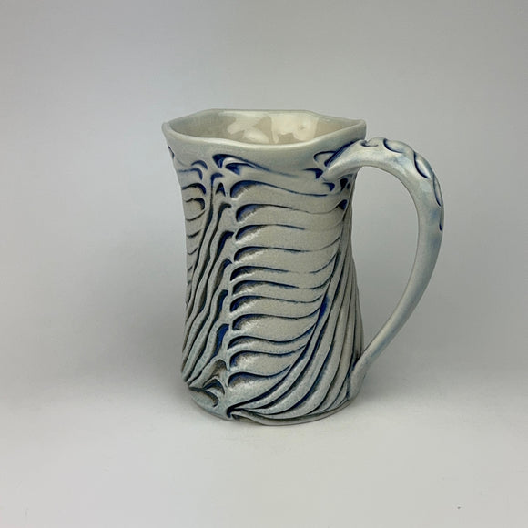 Mug - Bony Pattern Ivory with Cobalt Blue Wash M10CBE-38-12