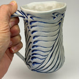 Mug - Bony Pattern Ivory with Cobalt Blue Wash M10CBE-38-12