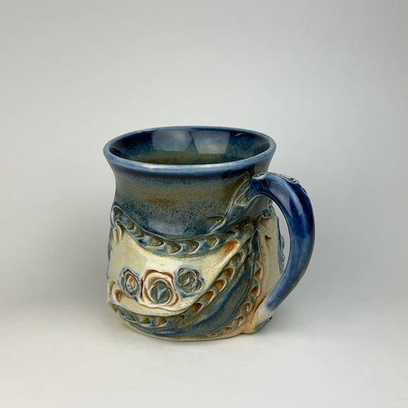 Mug - Floral Pattern with Cobalt Glaze ML40FBR-38-3