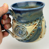 Mug - Floral Pattern with Cobalt Glaze ML40FBR-38-3