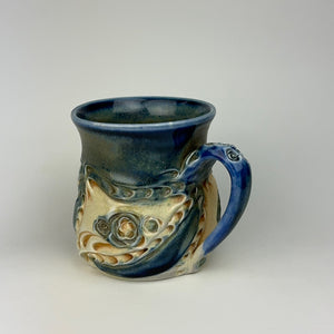 Mug - Floral Pattern with Cobalt Glaze ML40FBR-38-4