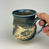 Mug - Floral Pattern with Cobalt Glaze ML40FBR-38-4