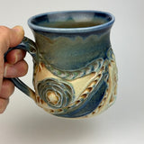 Mug - Floral Pattern with Cobalt Glaze ML40FBR-38-4