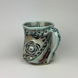 Mug - Floral Pattern Copper Blue Red Blush ML40ZB38-6