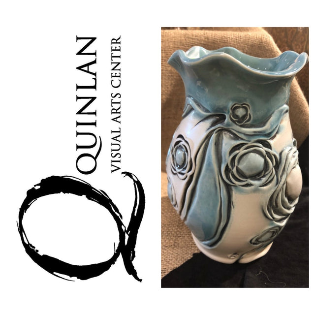 elegant handmade porcelain flower vase at Quinlan Visual Arts Center