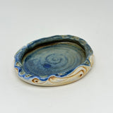 Tray Set - Small Oval Tray & Matching Spreader Nouveau Pattern Floating Blue (32-1)