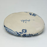Tray Set - Small Oval Tray & Matching Spreader Floral Pattern Blue and White (32-1)