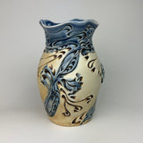 Vase - Dragon Flower Pattern Blue with Mahogany Wash - V30BO-36-7