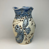 Vase - Dragon Flower Pattern Blue with Mahogany Wash - V30BO-36-7