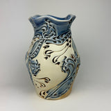 Vase - Dragon Flower Pattern Blue with Mahogany Wash - V30BO-36-7