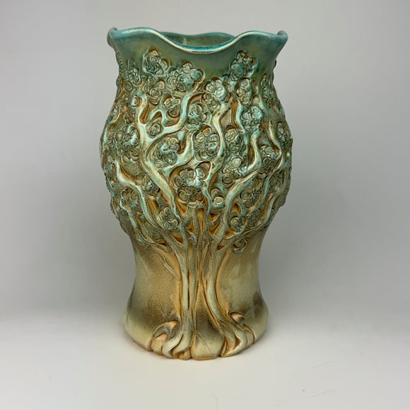 Vase - PomPom Tree Pattern Light Copper Green V50HGBR-TT65