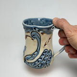 Mug - Swan Pattern Soda Blue with Mahogany wash (m60bo-32-2)