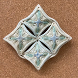 Quilt - 4-Square Porcelain Quilt Sampler - pale green and blue cross pattern (4QS22HGB-03)