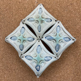 Quilt - 4-Square Porcelain Quilt Sampler - pale green and blue cross pattern (4QS22HGB-04)