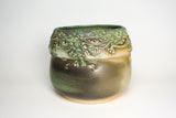 Vase Globe Collared - Dragon Pattern Copper Green