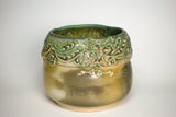 Vase Globe Collared - Dragon Pattern Copper Green