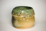 Vase Globe Collared - Dragon Pattern Copper Green
